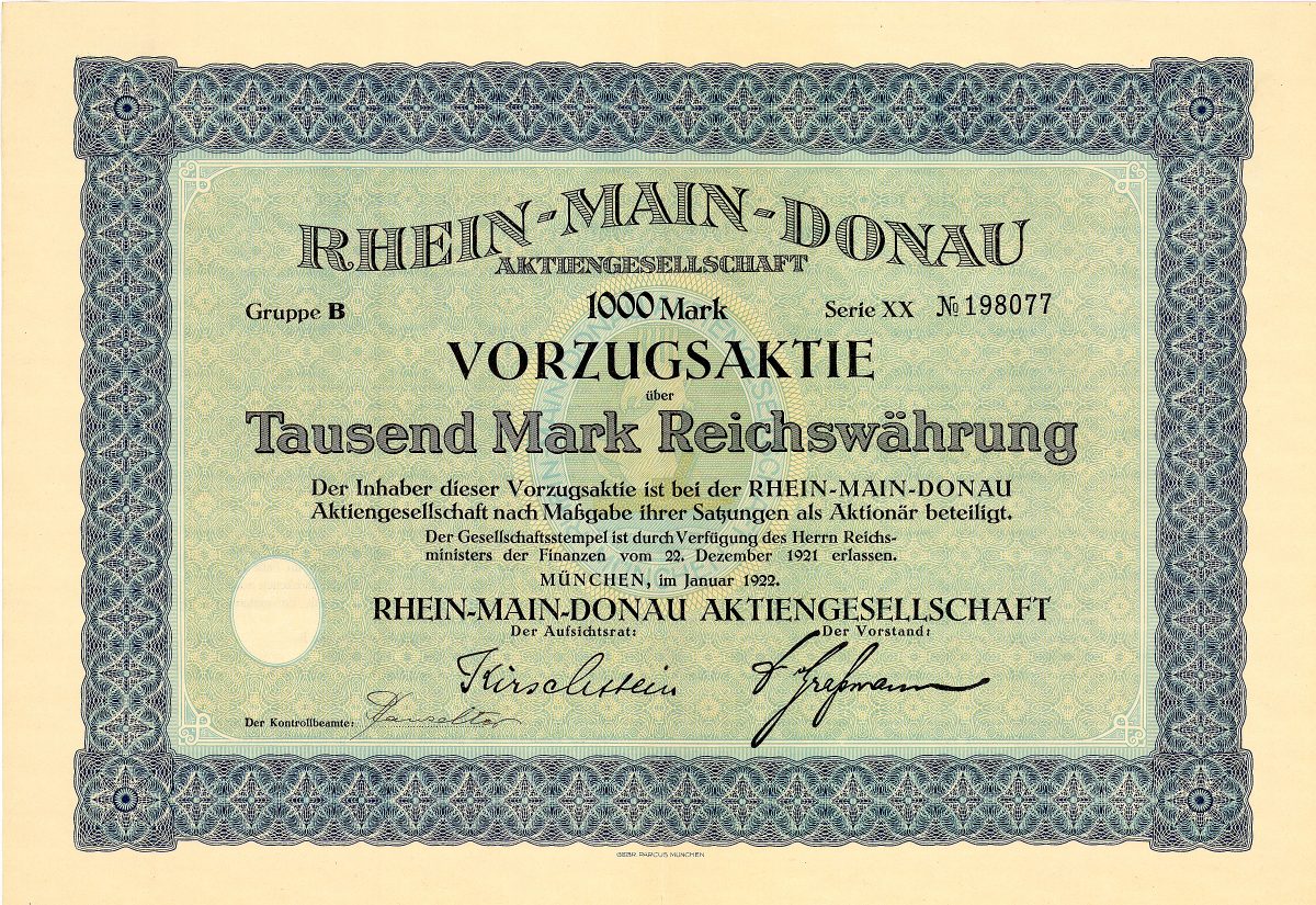 Rhein-Main-Donau AG, Aktie von 1922