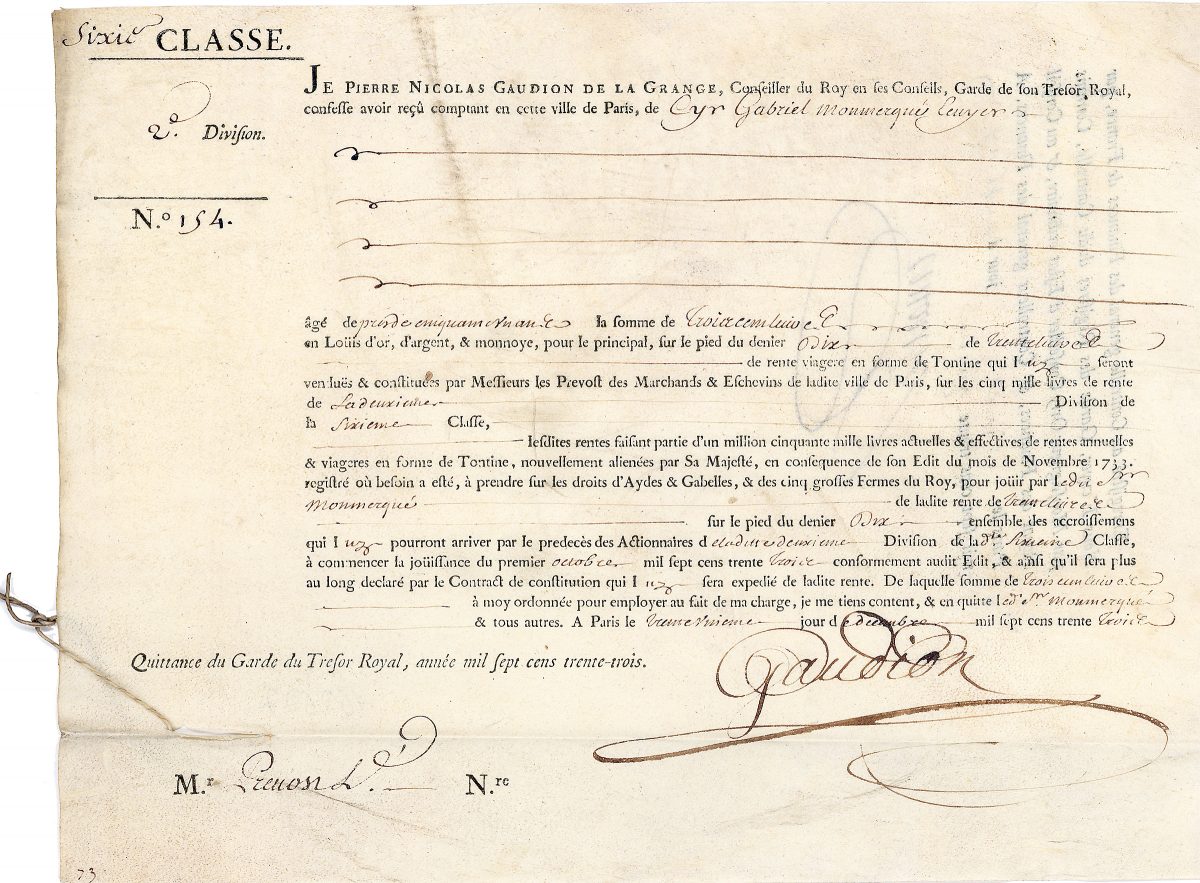 Anleihe des Königreichs Frankreich aus dem Jahr 1733