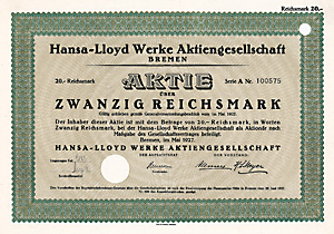 Hansa-Lloyd Werke AG (ohne Überdruck), 1927