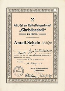 Kali-, Oel- und Kohlen-Bohrgesellschaft "Christianshall", 1906