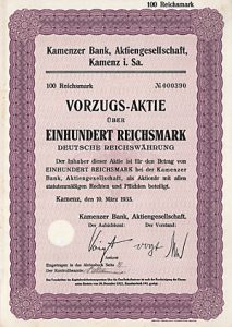 Kamenzer Bank AG, 1933
