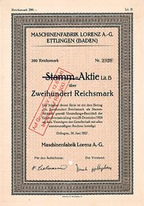 Maschinenfabrik Lorenz AG, 1927