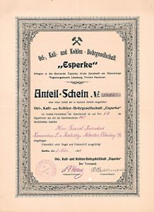 Oel-, Kali- und Kohlen-Bohrgesellschaft Esperke, 1906