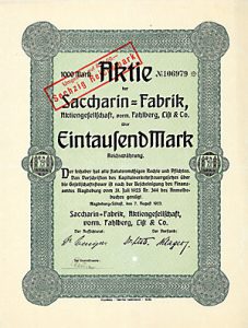 Saccharin-Fabrik AG vorm. Fahlberg, List & Co., 1923