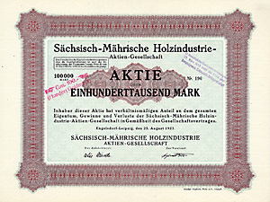 Sächsisch-Mährische Holzindustrie AG, 1923