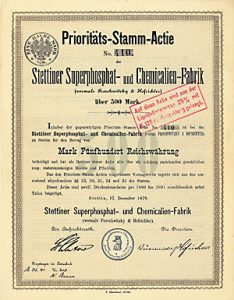 Stettiner Superphosphat- und Chemicalien-Fabrik (vormals Proschwitzky & Hofrichter), 1879