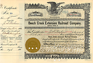 Beech Creek Extension Railroad, 1913