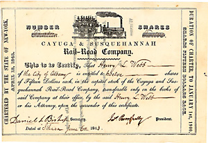 Cayuga & Susquehannah Railroad, 1843