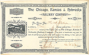 Chicago, Kansas & Nebraska Railway, 1887