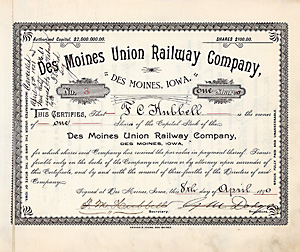 Des Moines Union Railway, 1890