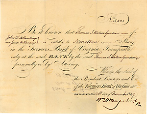 Farmers Bank of Virginia, 1849