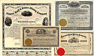 Goldminen-Sammlung USA (26 Stücke), 1864-1928