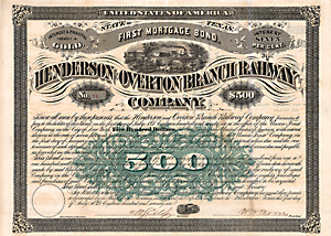 Henderson & Overton Branch Railroad, 1876
