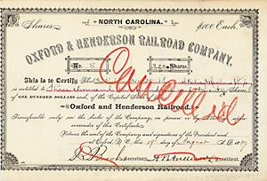 Oxford & Henderson Railroad, 1887