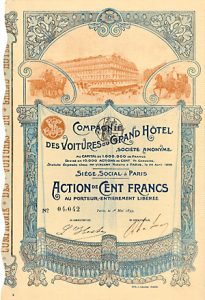 Cie. des Voitures du Grand Hotel S.A., 1899