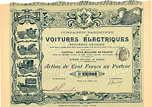 Cie. Parisienne des Voitures Électriques (Procédés Kriéger), 1900