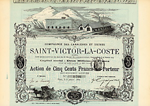 Compagnie des Carrières et Usines Saint-Victor-La-Coste (Gard) S.A., 1910